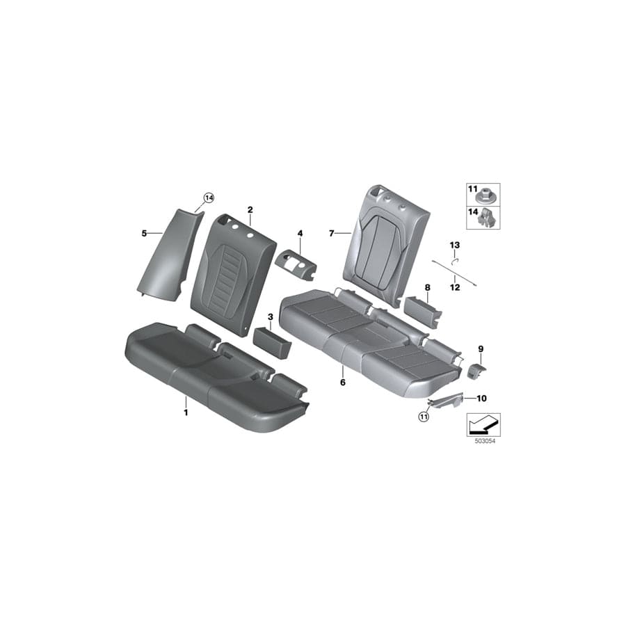 Genuine BMW 52208067205 M M Cover, Backrest, Center, Leather, Upper SCHWARZ (Inc. X3 M & X4 M) | ML Performance UK Car Parts