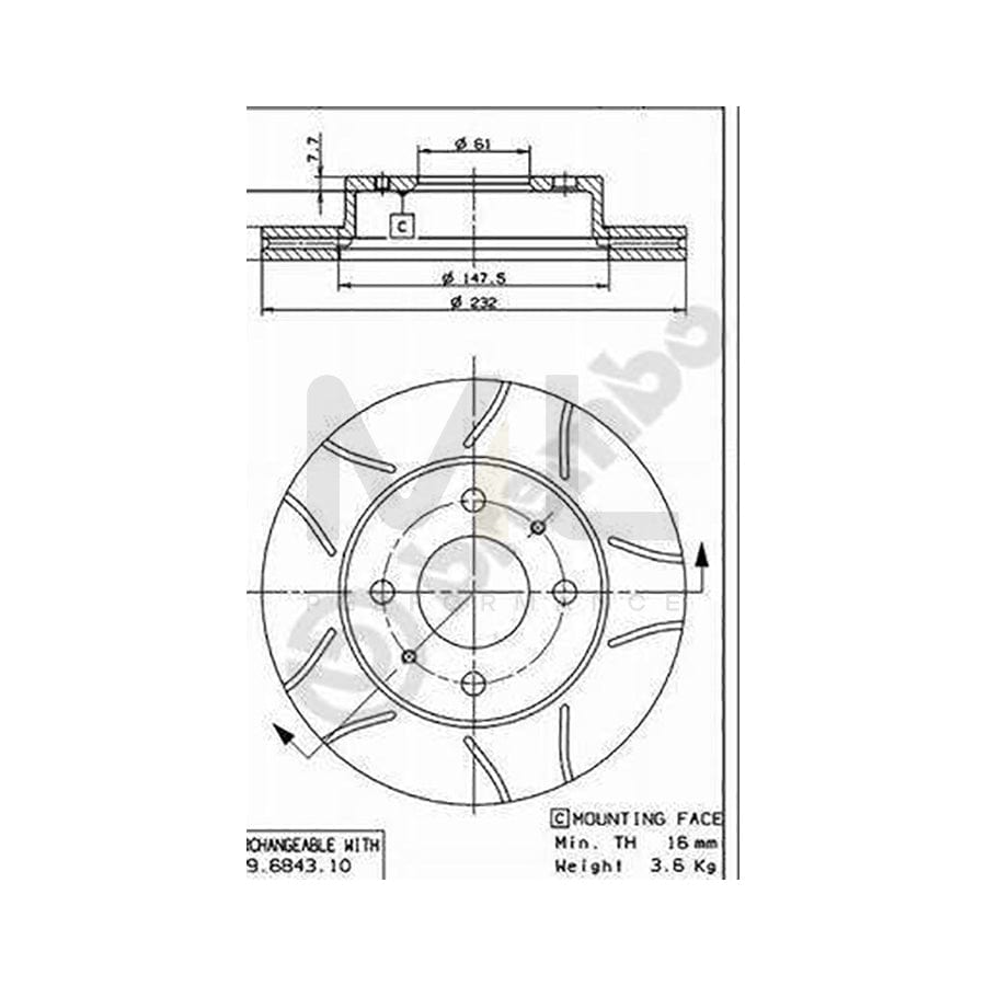 BREMBO MAX LINE 09.6943.75 Brake Disc for NISSAN ALMERA Internally Vented, Slotted, Coated | ML Performance Car Parts