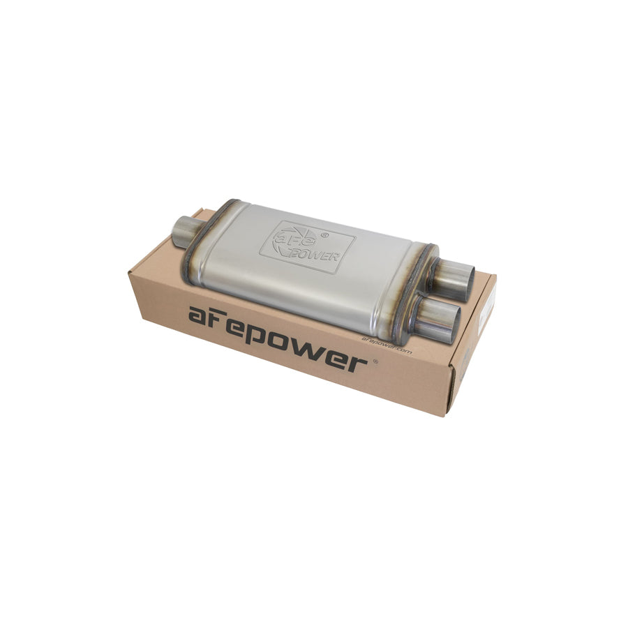aFe 49M00009 2-1/2 IN ID Center/Dual-Outlet x 9 IN W x 4 IN H x 18 IN L - Oval Body Muffler | ML Performance UK Car Parts