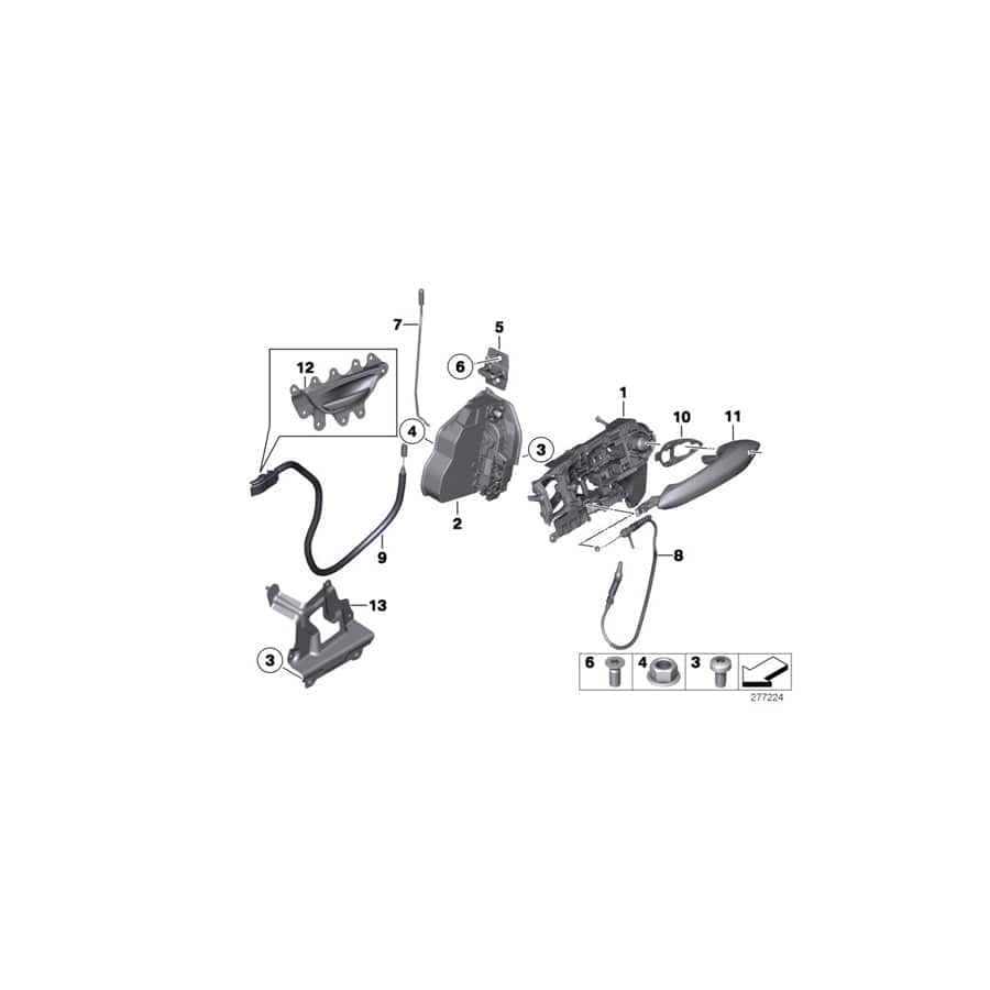 Genuine BMW 51217197802 Bowden Cable, Door Opener, Front (Inc. 528i, 535iX & 535dX) | ML Performance UK