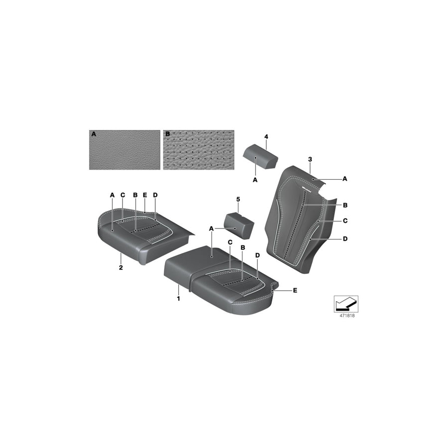 Genuine BMW 52207989252 F15 Cover Backrest, Leather, Rear Right INDIVIDUAL (Inc. X5 25d, X5 40dX & X5 35iX) | ML Performance UK