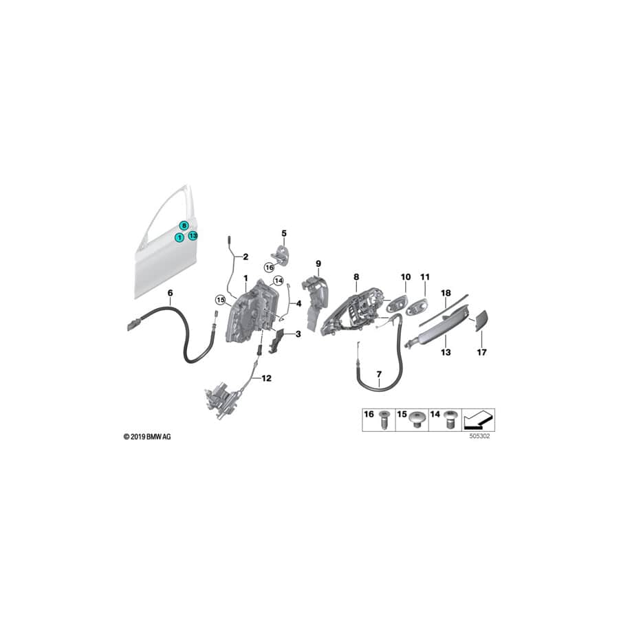 Genuine BMW 51217411030 G11 G12 Door Handle, Painted, Exterior Right BLACK SAPPHIRE (Inc. 750iX, 740LiX & 750dX) | ML Performance UK