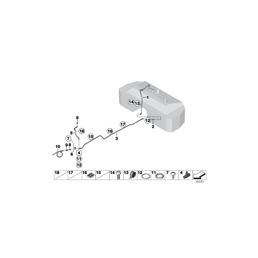 Genuine BMW 16128431358 BMW Fuel Feed Line TUNNEL>T-PIECE (Inc. & M4 GT4) | ML Performance UK Car Parts