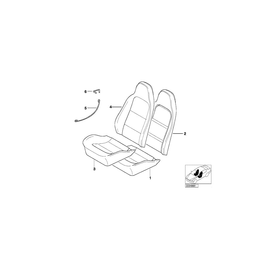 Genuine BMW 52107035379 E36 Cover Backrest Leather Left V3,V4SW SCHWARZ (Inc. Z3 2.5i, Z3 2.0 & Z3 1.9) | ML Performance UK Car Parts