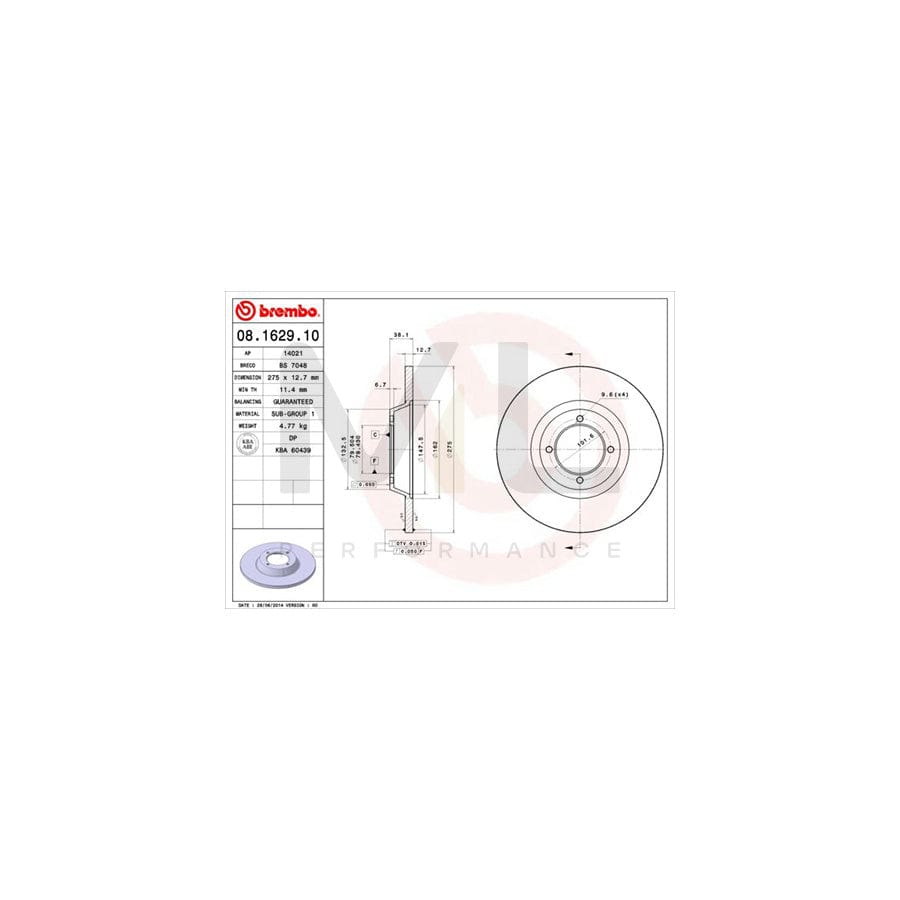 BREMBO 08.1629.10 Brake Disc for TRIUMPH TR Solid | ML Performance Car Parts