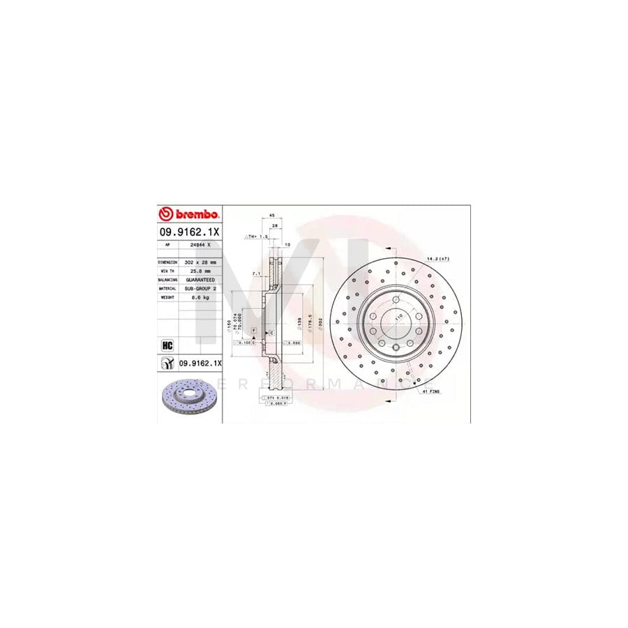 BREMBO XTRA LINE 09.9162.1X Brake Disc Perforated / Vented, Coated, High-carbon | ML Performance Car Parts