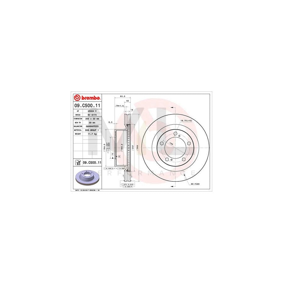 BREMBO COATED DISC LINE 09.C500.11 Brake Disc Internally Vented, Coated | ML Performance Car Parts