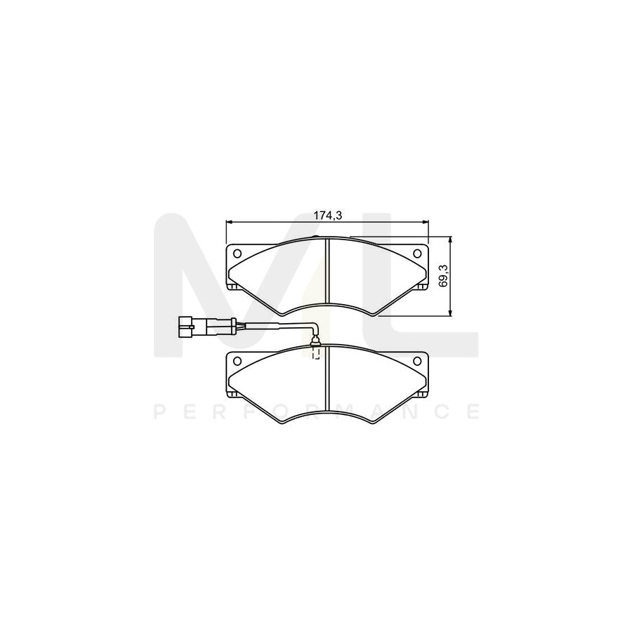 Bosch 0986494296 Brake Pad Set For Iveco Daily With Integrated Wear Sensor BP1232 | ML Performance Car Parts