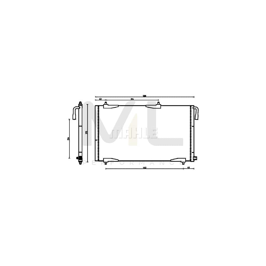 MAHLE ORIGINAL AC 501 000P Air conditioning condenser for PEUGEOT 206 without dryer | ML Performance Car Parts