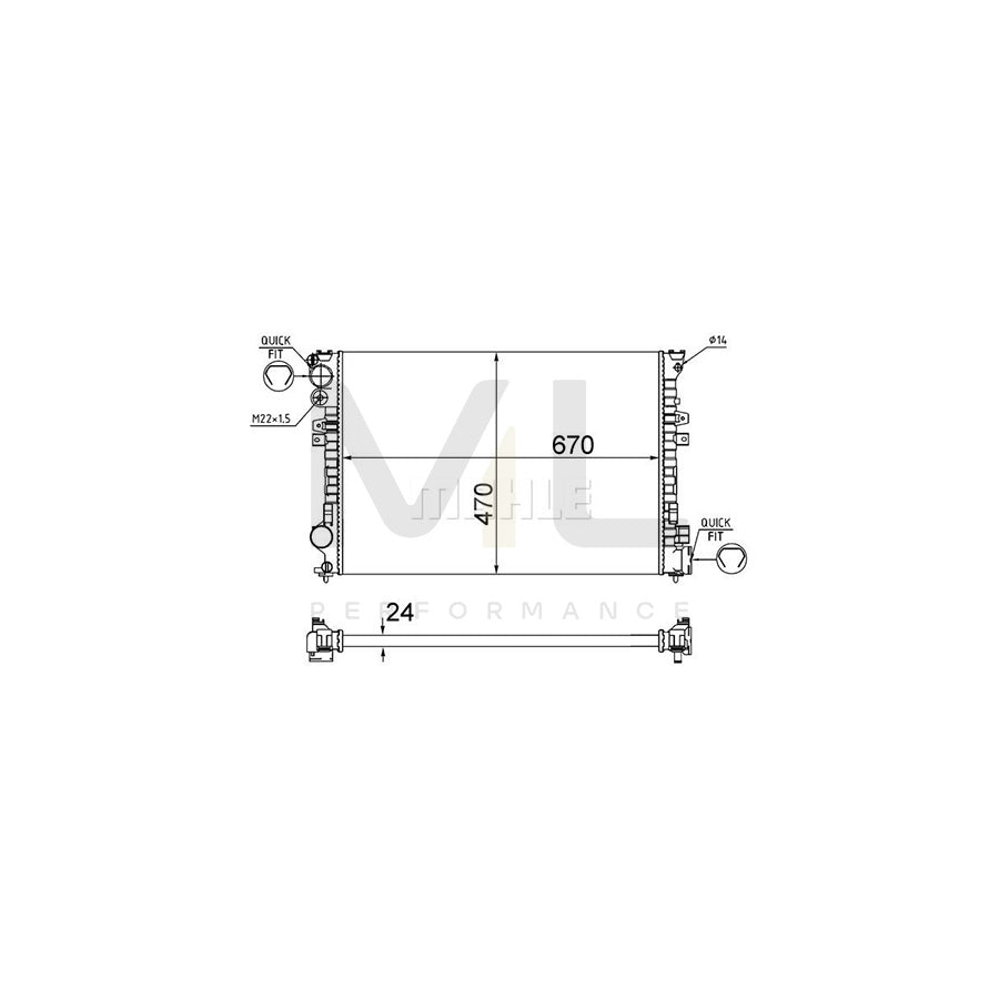 MAHLE ORIGINAL CR 587 001S Engine radiator Mechanically jointed cooling fins, Manual Transmission | ML Performance Car Parts
