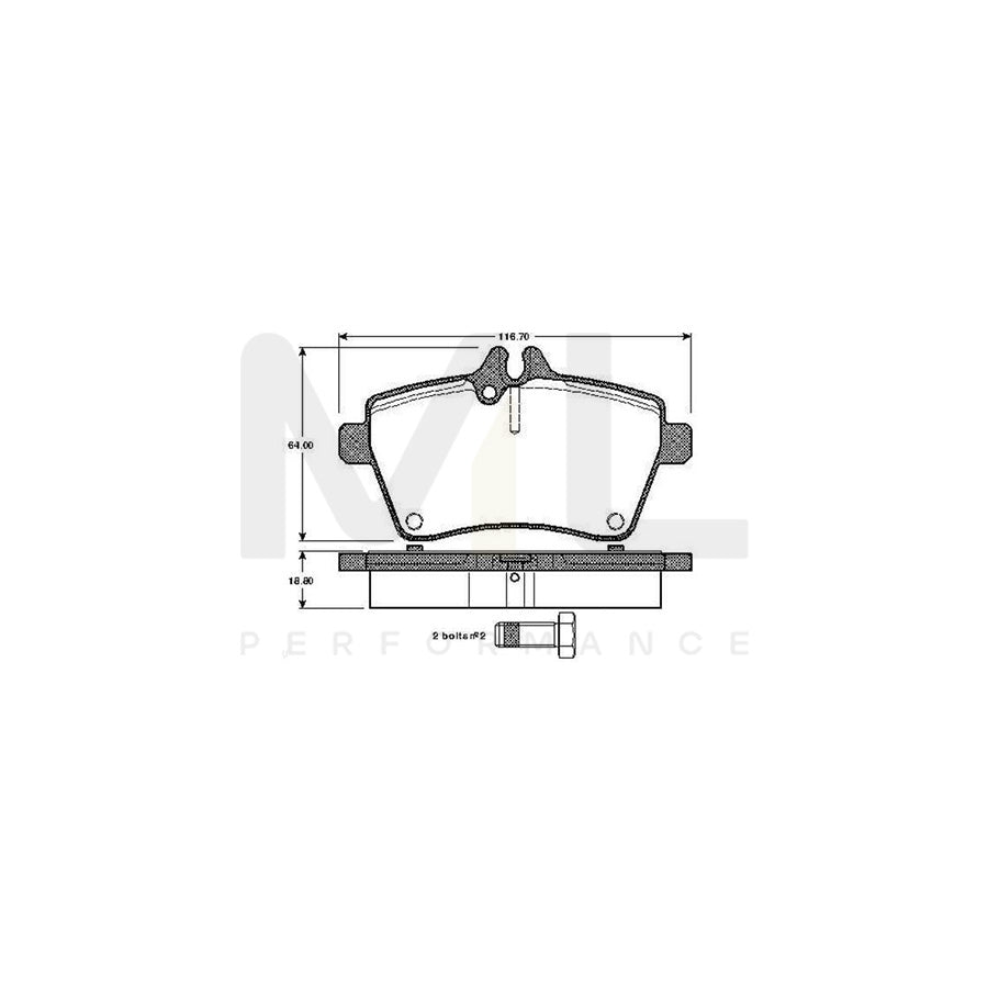 Bosch 0986Tb2898 Brake Pad Set Excl. Wear Warning Contact, With Bolts, With Accessories | ML Performance Car Parts