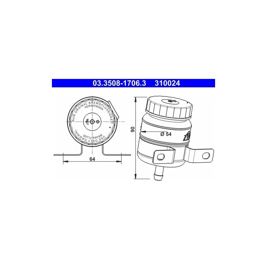ATE 03.3508-1706.3 Expansion Tank, Brake Fluid Suitable For Mercedes-Benz /8