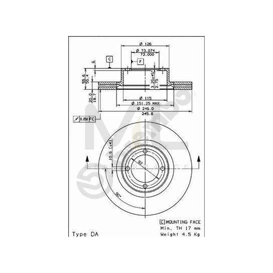BREMBO 09.5619.10 Brake Disc Internally Vented | ML Performance Car Parts