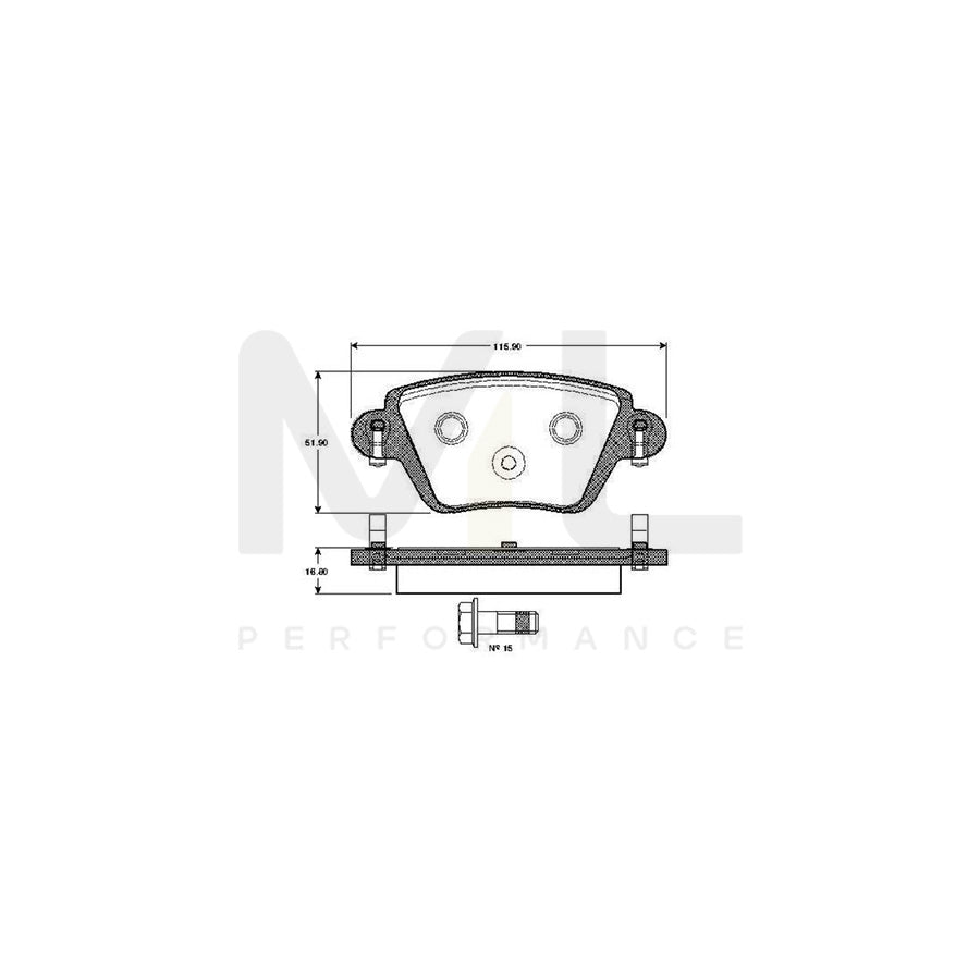 Bosch 0986Tb2383 Brake Pad Set Excl. Wear Warning Contact, With Accessories | ML Performance Car Parts