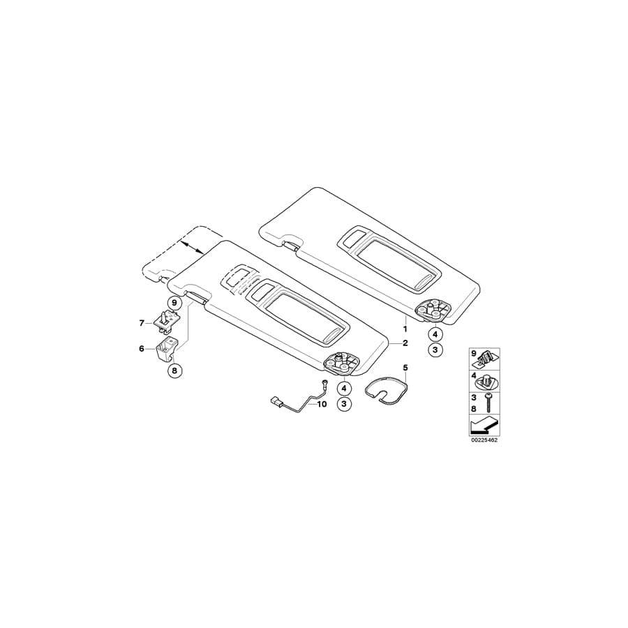 Genuine BMW 51166966142 E70 E70 Right Sun Visor Make-Up Lamp HIMMELGRAU (Inc. X5 4.8i, X5 35iX & X5 3.0si) | ML Performance UK Car Parts