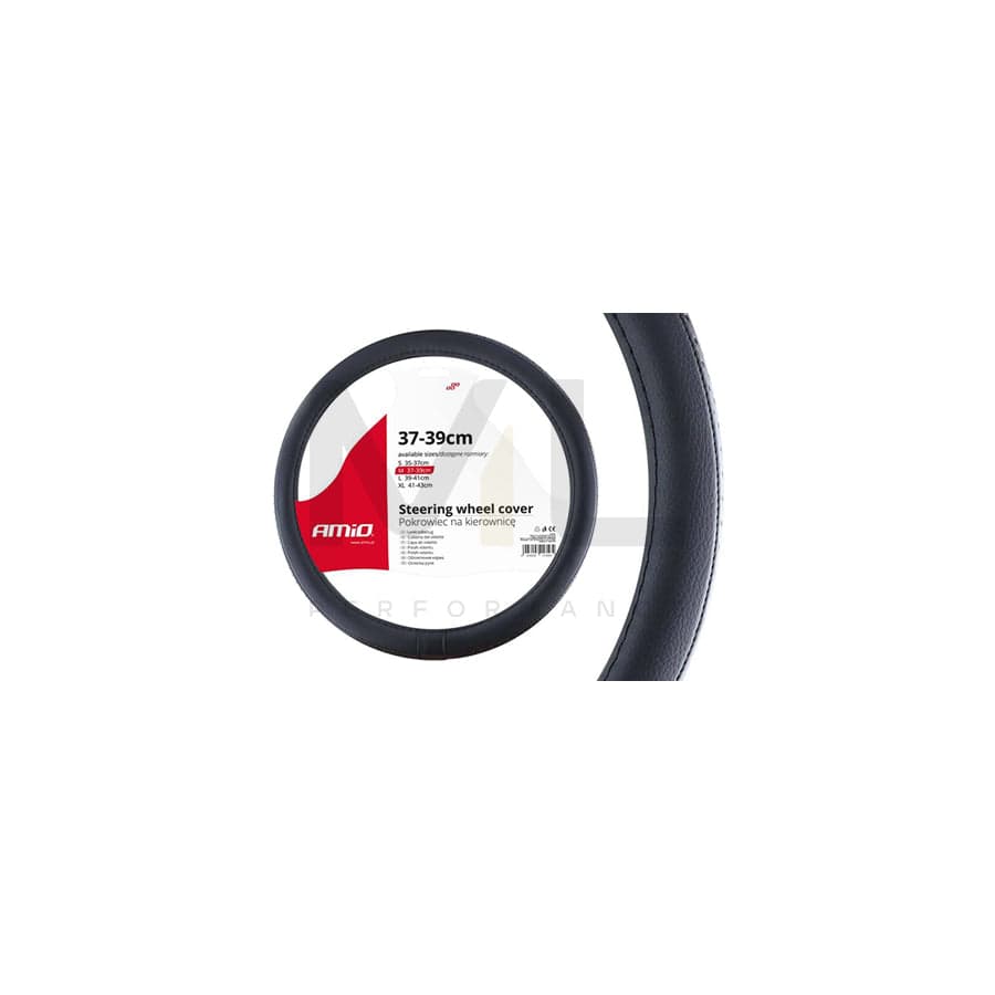 AMiO SWC-27-M 02564 Steering wheel cover Black, Ø: 37-39cm, Leather | ML Performance Car Parts