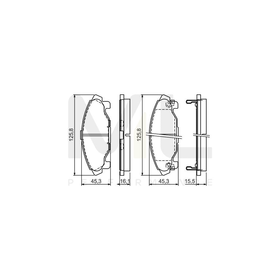 Bosch 0986424590 Brake Pad Set With Acoustic Wear Warning, With Anti-Squeak Plate, With Mounting Manual BP334 | ML Performance Car Parts
