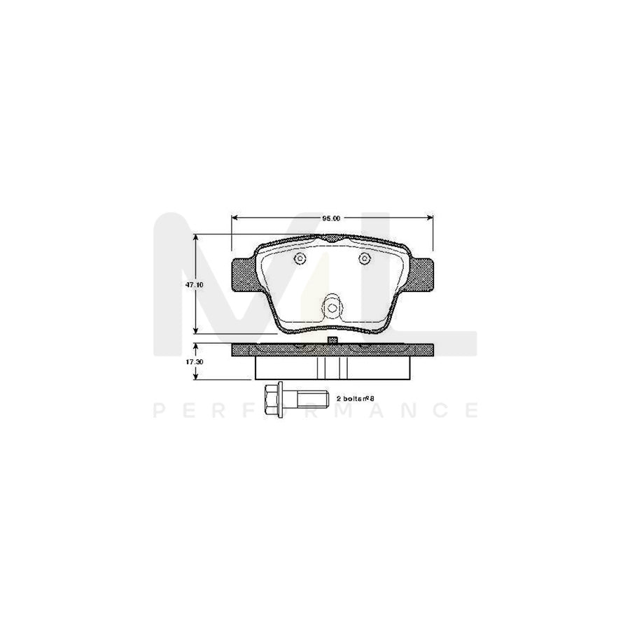 Bosch 0986Tb2896 Brake Pad Set Excl. Wear Warning Contact, With Bolts, With Accessories | ML Performance Car Parts