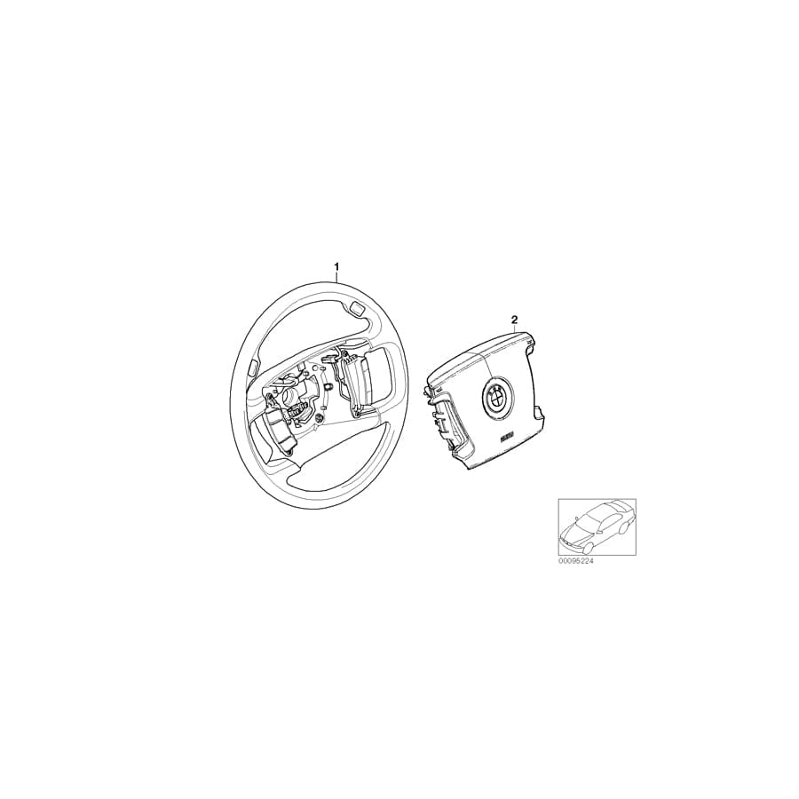 Genuine BMW 32346761759 E66 E67 E65 Leather Steering Wheel GRAU (Inc. 740d, 730i & 745Li) | ML Performance UK Car Parts