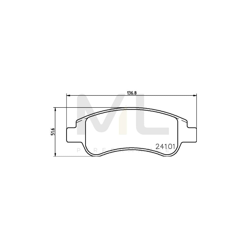 Hella 8DB 355 011-521 Brake Pad Set Not Prepared For Wear Indicator, With Brake Caliper Screws, With Accessories | ML Performance Car Parts