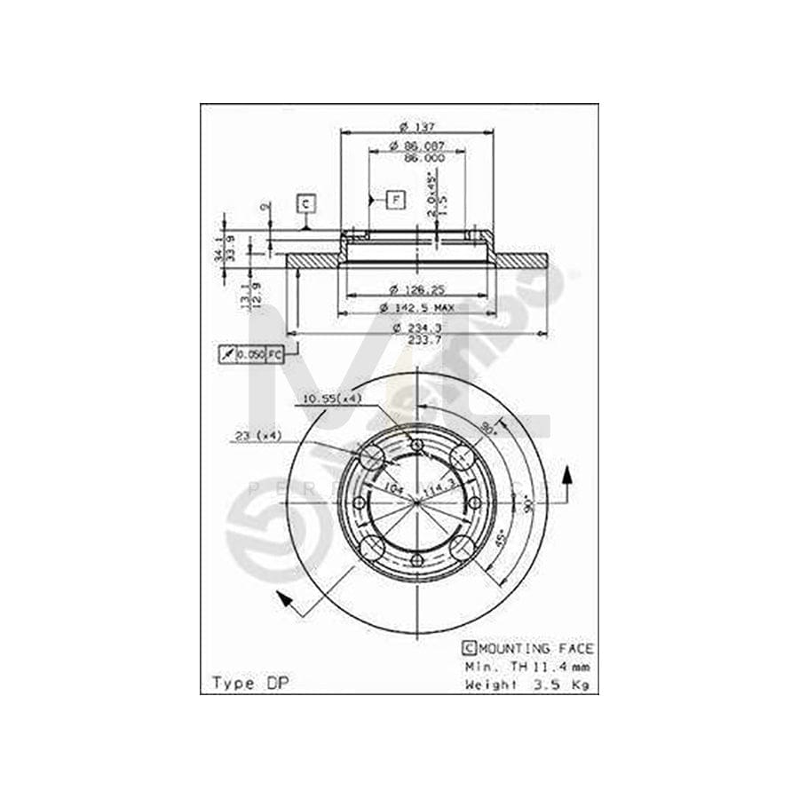 BREMBO 08.7072.10 Brake Disc Solid | ML Performance Car Parts