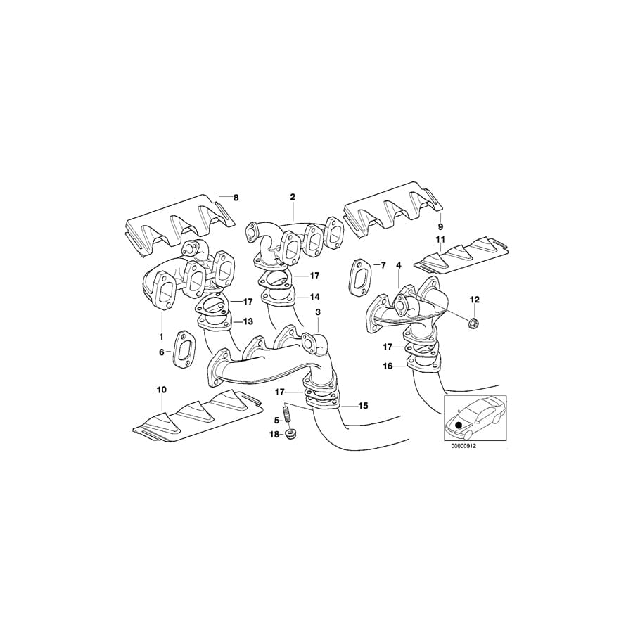 Genuine BMW 11621741381 E38 E31 Exhaust Manifold ZYL.10-12 (Inc. 850Ci, L7 & 750iL) | ML Performance UK Car Parts