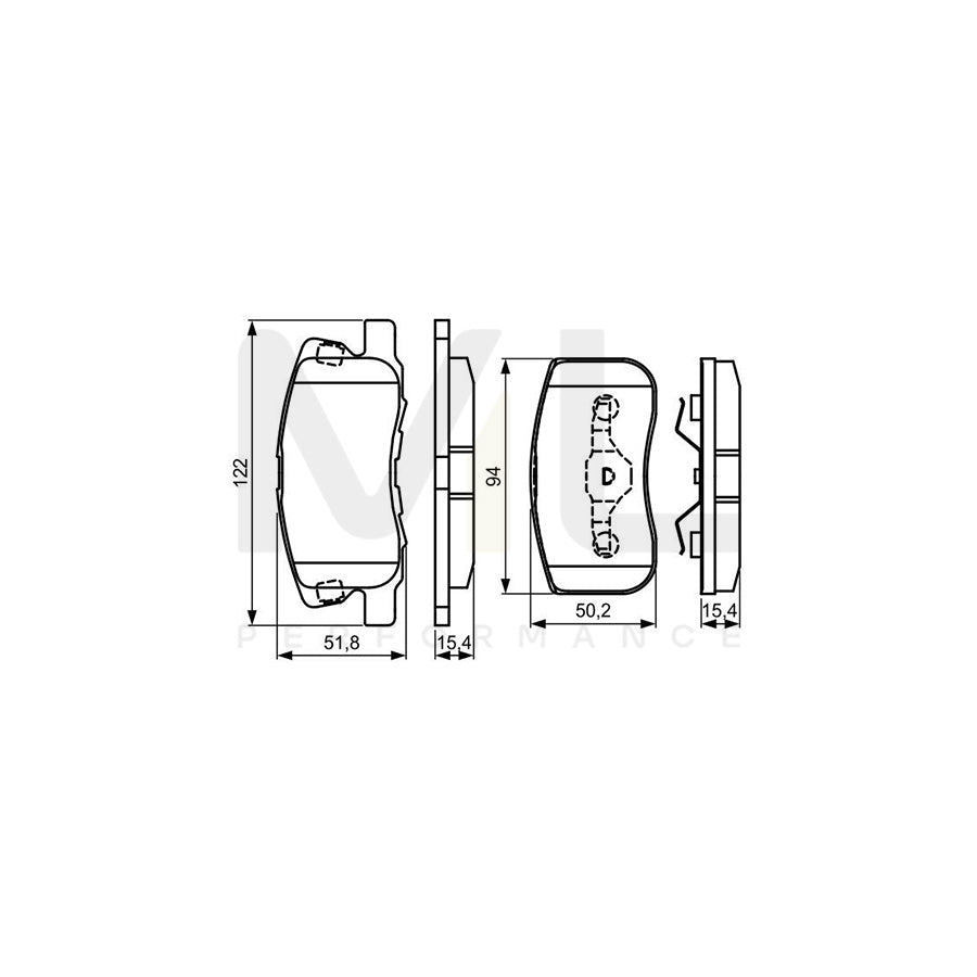 Bosch 0986495313 Brake Pad Set Excl. Wear Warning Contact, With Mounting Manual BP1602 | ML Performance Car Parts