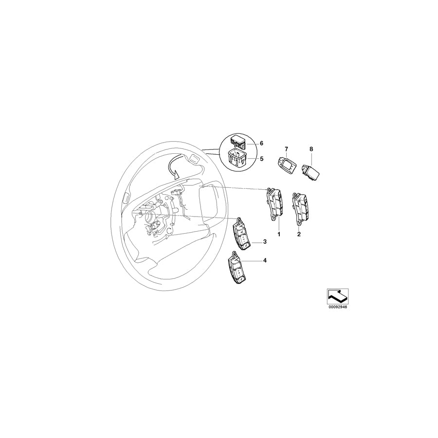 Genuine BMW 61316911585 E65 E66 E67 Mfl Switch, Left (Inc. 740i, 735Li & 740Li) | ML Performance UK