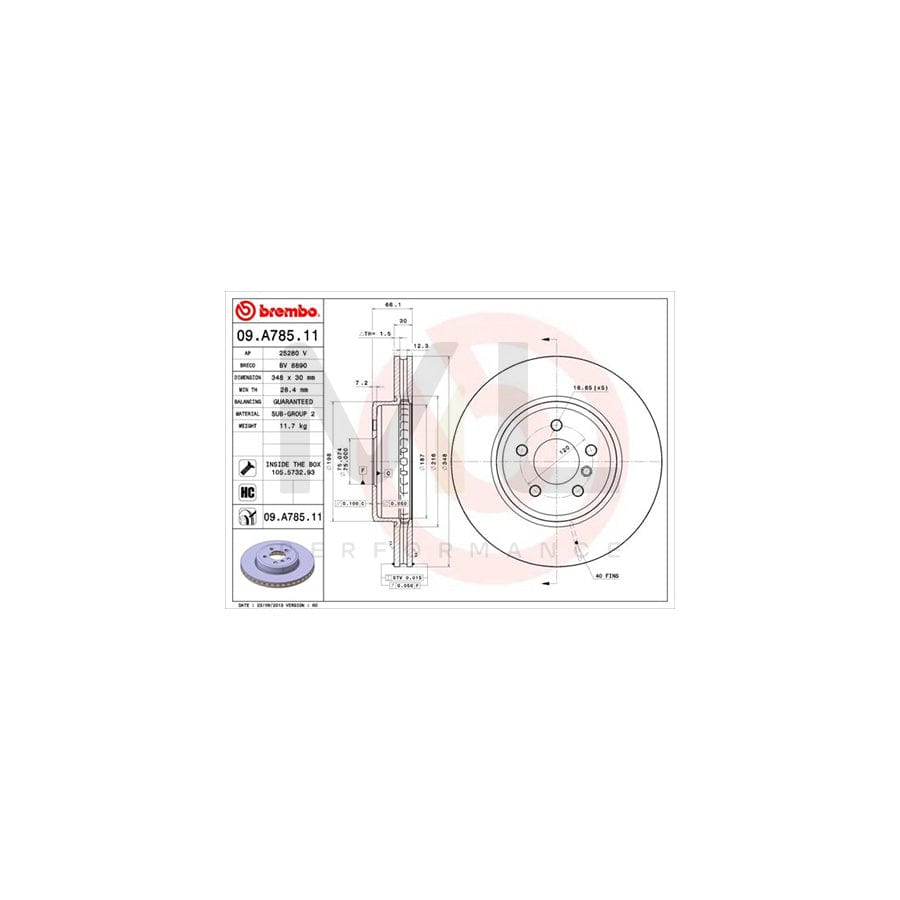 BREMBO COATED DISC LINE 09.A785.11 Brake Disc Internally Vented, Coated, High-carbon, with bolts/screws | ML Performance Car Parts
