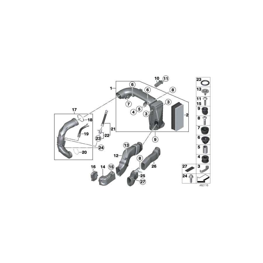 Genuine BMW 13718519470 F34 F31 F15 Hose Clamp L80-100 (Inc. 330dX, X5 40dX & X5 30dX) | ML Performance UK Car Parts