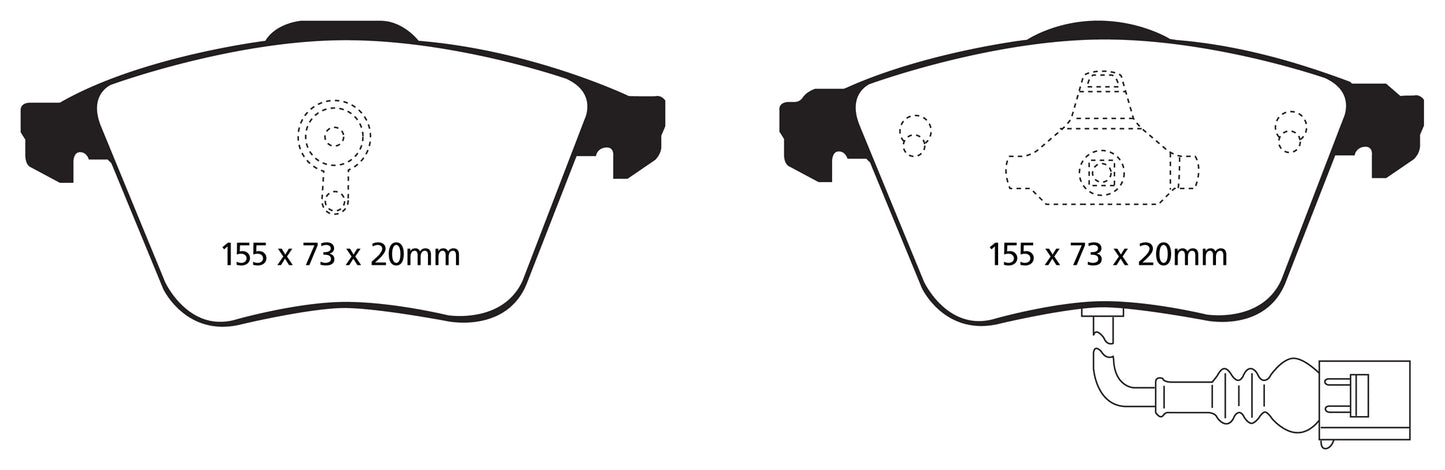 EBC Audi 8J Redstuff 3000 Series Front Sport Brake Pads & USR Slotted Discs Kit - ATE Caliper (TT &TTS) | ML Performance UK