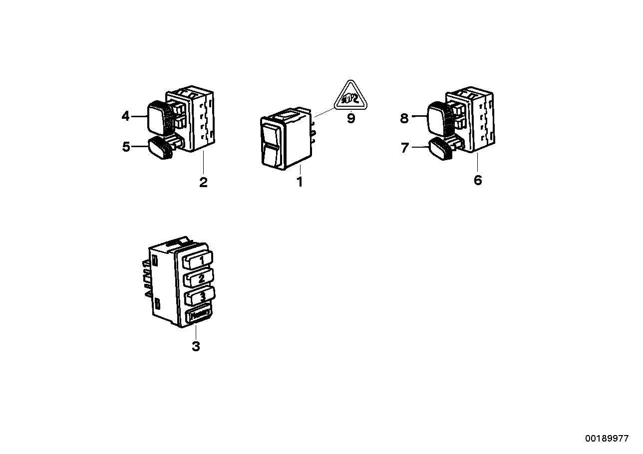 Genuine BMW 61311379194 E34 E32 Button Seat Adjusting Rear (Inc. 524td, M5 3.8 & 518g) | ML Performance UK UK Car Parts