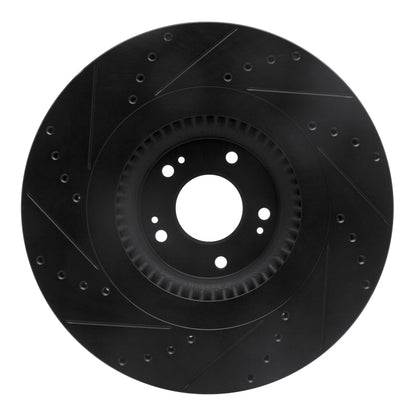 R1 Concepts R1 12-17 Genesis G80 Front Right Drilled & Slotted Black Brake Rotor