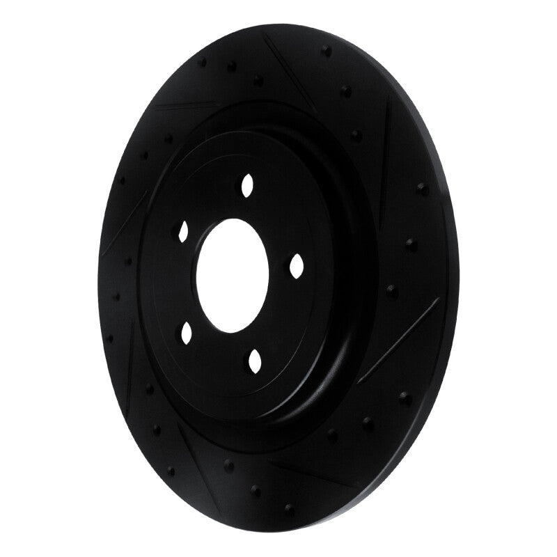 R1 Concepts R1 20-25 Ford Explorer Rear Right Drilled & Slotted Black Brake Rotor