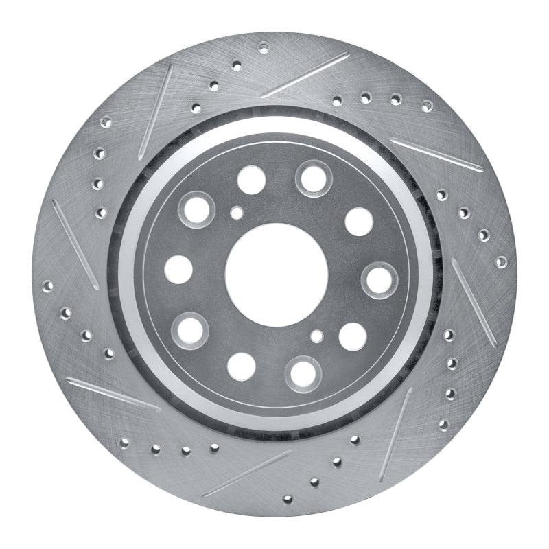 R1 Concepts R1 07-17 Lexus LS460 Rear Left Drilled & Slotted Silver Brake Rotor