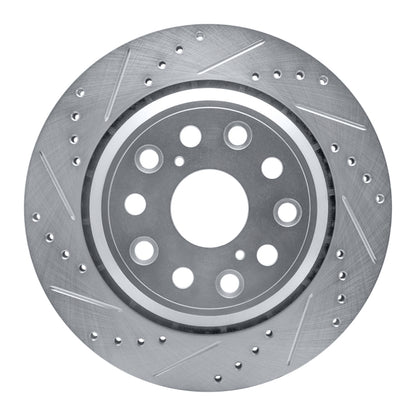 R1 Concepts R1 07-17 Lexus LS460 Rear Left Drilled & Slotted Silver Brake Rotor