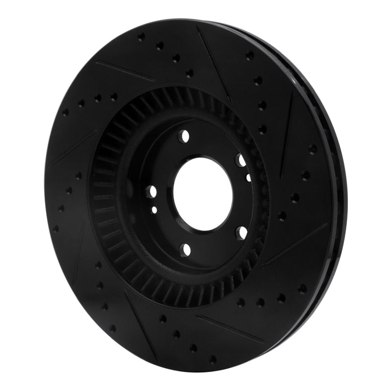R1 Concepts R1 13-20 Hyundai Santa Fe Sport Front Left Drilled & Slotted Black Brake Rotor
