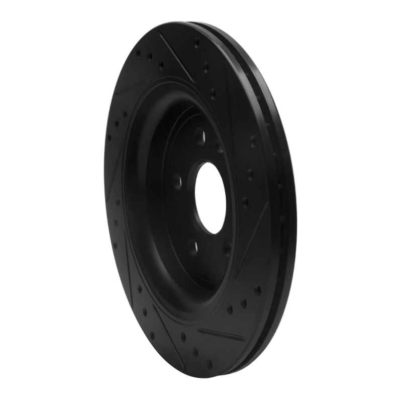 R1 Concepts R1 07-18 Volvo XC70 Rear Left Drilled & Slotted Black Brake Rotor