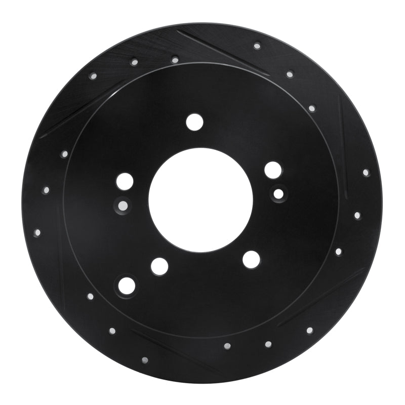R1 Concepts R1 01-16 Hyundai Santa Fe Rear Right Drilled & Slotted Black Brake Rotor