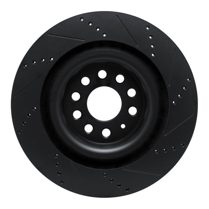 R1 Concepts R1 12-21 Tesla Model X Rear Left Drilled & Slotted Black Brake Rotor