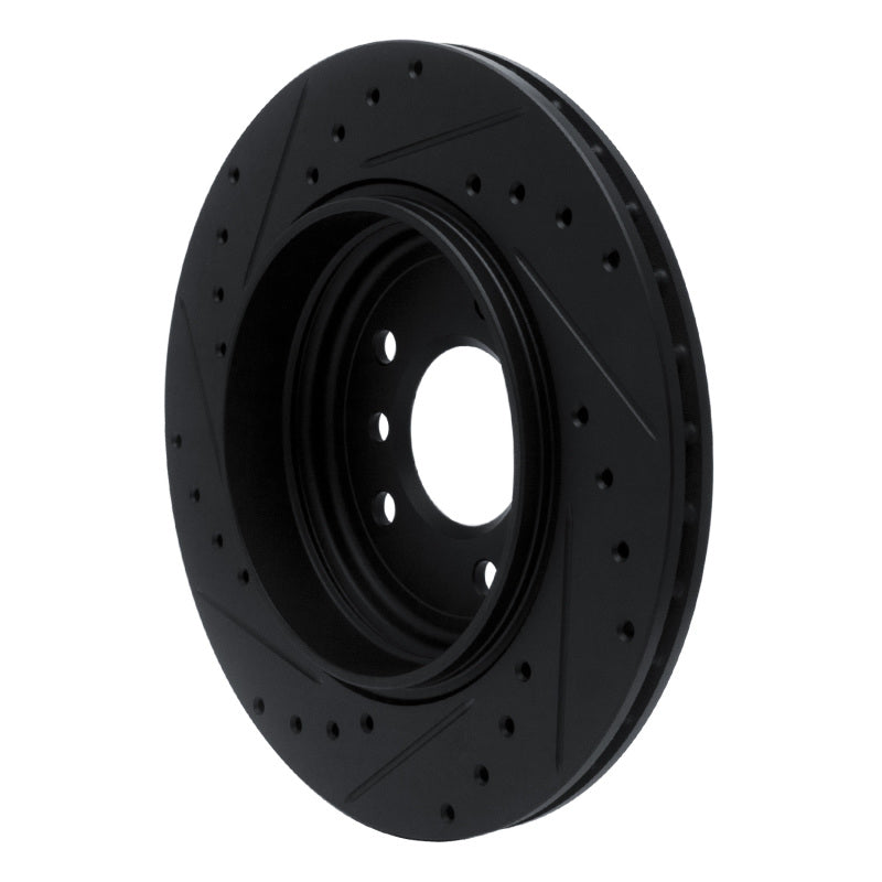 R1 Concepts R1 01-06 BMW 330I Rear Right Drilled & Slotted Black Brake Rotor