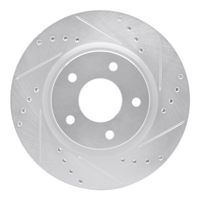 R1 Concepts R1 14-23 Nissan Rogue Front Right Drilled & Slotted Silver Brake Rotor