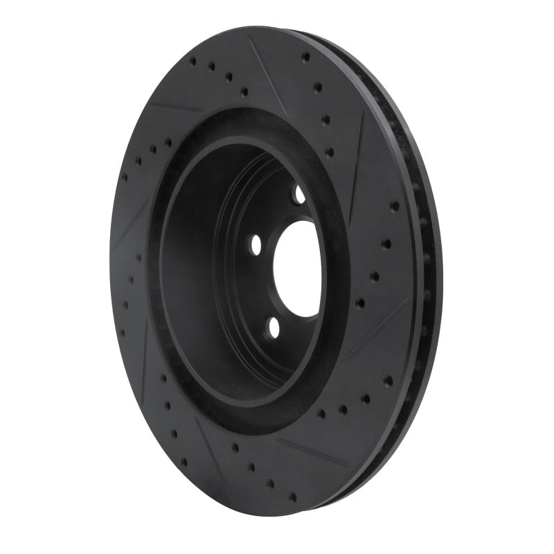 R1 Concepts R1 06-23 Dodge Charger Rear Left Drilled & Slotted Black Brake Rotor