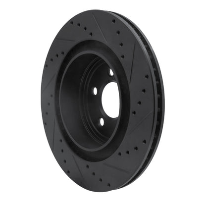 R1 Concepts R1 06-23 Dodge Charger Rear Left Drilled & Slotted Black Brake Rotor