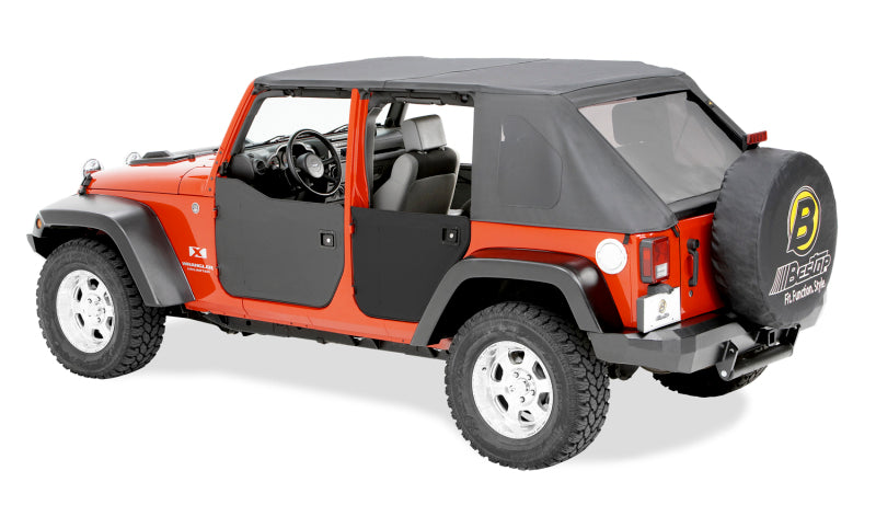 Bestop 07-18 Jeep Wrangler JK 4-Door Lower Fabric Doors (Rear Doors Black Diamond)