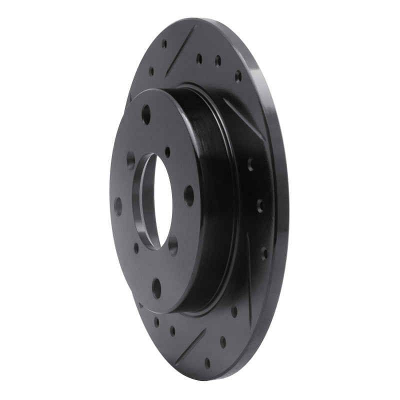 R1 Concepts R1 89-94 Suzuki Swift Rear Left Drilled & Slotted Black Brake Rotor