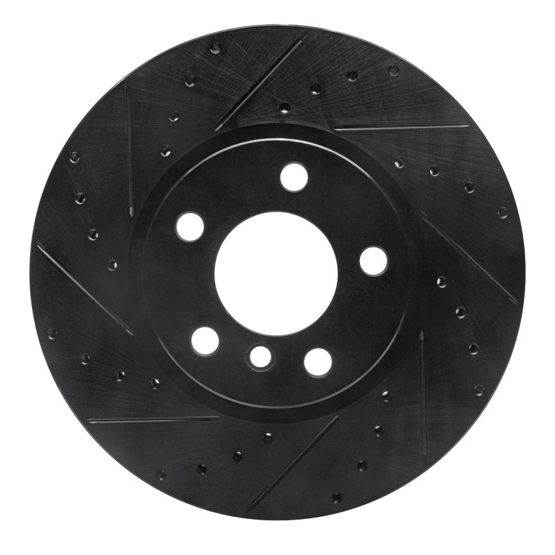 R1 Concepts R1 11-18 BMW X4 Front Left Drilled & Slotted Black Brake Rotor