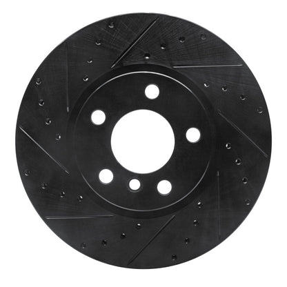 R1 Concepts R1 11-18 BMW X4 Front Left Drilled & Slotted Black Brake Rotor