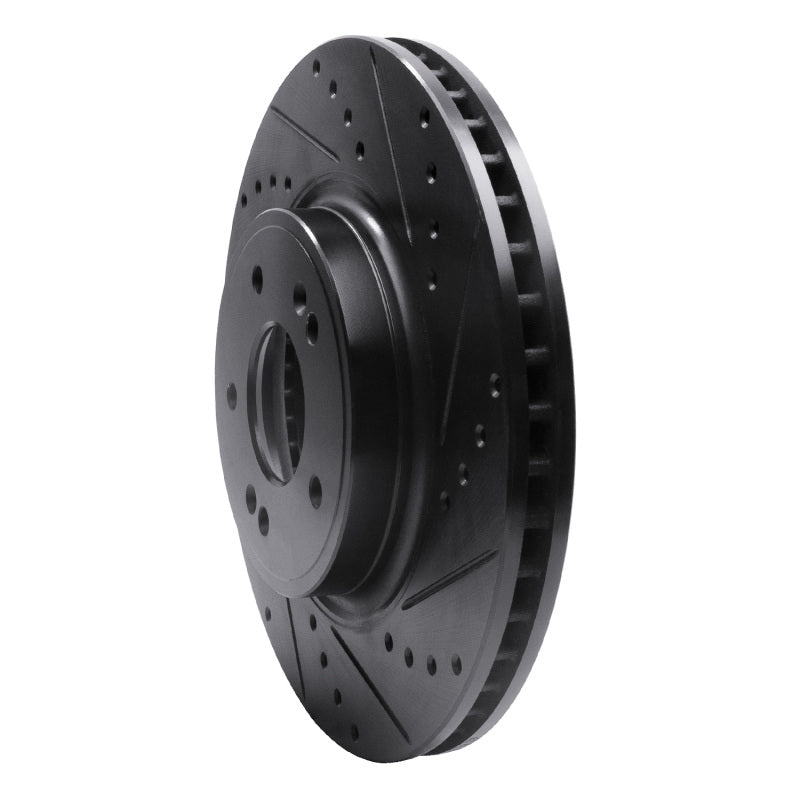 R1 Concepts R1 18-23 Genesis G70 Front Right Drilled & Slotted Black Brake Rotor