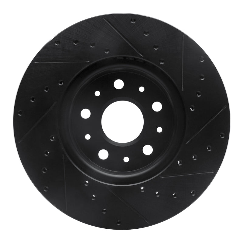 R1 Concepts R1 14-20 Cadillac CTS Front Left Drilled & Slotted Black Brake Rotor